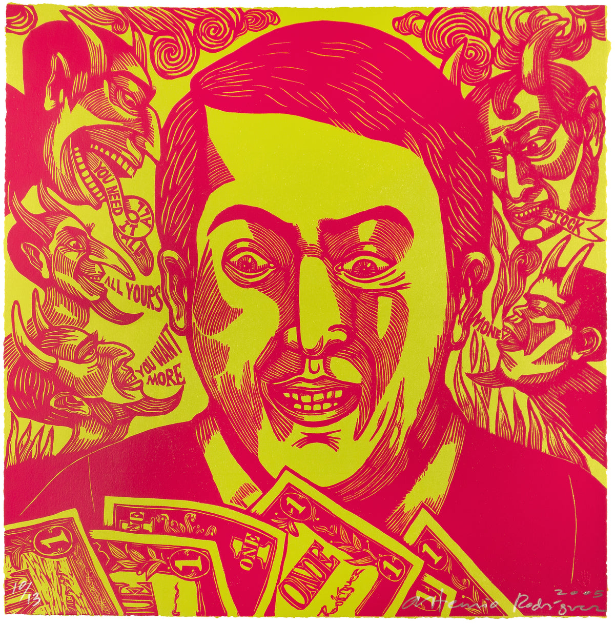 Avaricia (large green and pink) by Artemio Rodriguez - Davidson Galleries